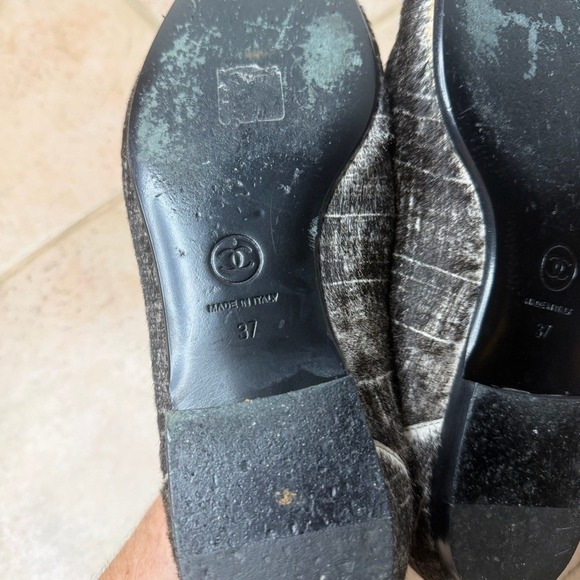 Chanel Pony Hair Check CC Logo Loafers Women's Euro 37 US 6.5 Slip On Y2K Preppy - Picture 11 of 16